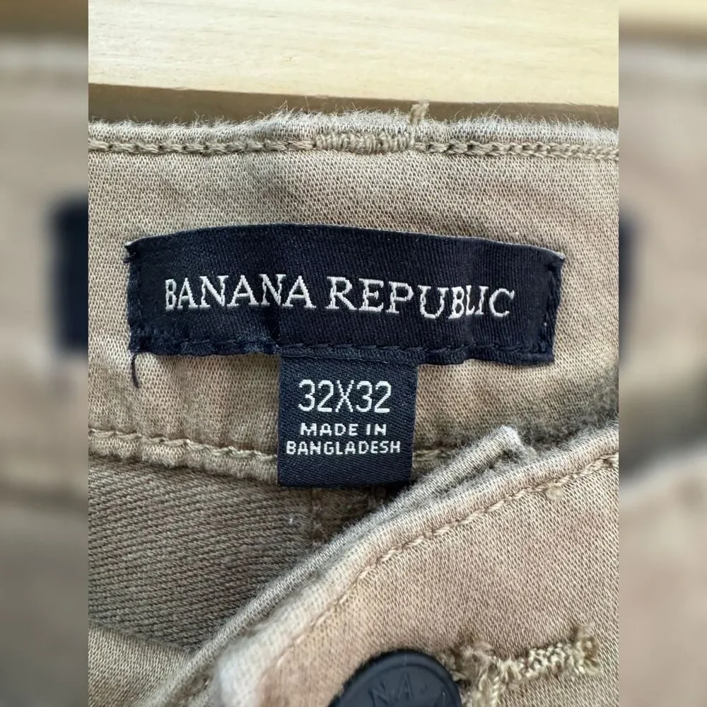 Men's Tan Banana Republic Cotton Stretch Pants Size 32x32 EUC